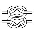 Two nautical knots Ropes Wire with loop Twisted marine cord icon outline black color vector illustration flat style image