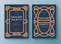 Two nautical templates. Rope frame border. Graphic design element for greeting card, poster, flyer, banner, invitation