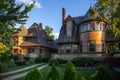 Two Frank Lloyd Wright Designed Houses in Oak Park, Chicago, Illinois.