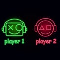 Two neon emoticons to decorate the playroom. Vector illustration