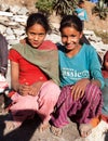 Two nepalese children, young girls, in western Nepal