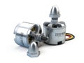 Two new brushless electric motors for drone on white