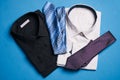 Two new colorful shirts with ties for men Royalty Free Stock Photo