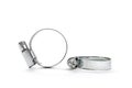 Two new metal hose clamp isolated Royalty Free Stock Photo