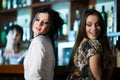 Two nice girls in bar Royalty Free Stock Photo