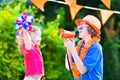 Two nice kids Dutch football supporters Royalty Free Stock Photo