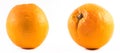 Two nicely colored oranges on a white background - front and back