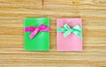 Two notebook gifts on wooden table Royalty Free Stock Photo