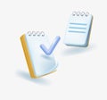 two notepad destination icons . Clipboard, checklist, document symbol. Business, the concept of education. 3d vector