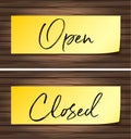 Two notes of open and closed on the wall Royalty Free Stock Photo