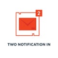 two notification in full red mail icon, symbol of you 've got mail with dispatch and advertising report incoming concept cartoon Royalty Free Stock Photo