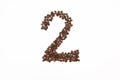 Two number formed with coffee beans