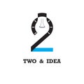 Two number icon and light bulb abstract logo design vector template.Business and education logotype idea concept. Royalty Free Stock Photo