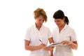 Two nurses meeting Royalty Free Stock Photo