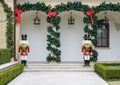 Two nutcrackers standing guard at Christmas at a home in Dallas, Texas
