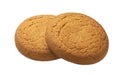 Two oatmeal cookies isolated on white background Royalty Free Stock Photo