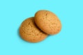 Two oatmeal Cookies on white background Royalty Free Stock Photo
