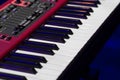 Two octaves electronic musical keyboard synthesizer close-up