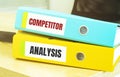 Two office folders with text COMPETITOR ANALYSIS Royalty Free Stock Photo