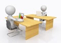 Two office workplaces with 3D figures Royalty Free Stock Photo