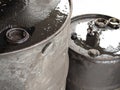 Two oil barrels closeup Royalty Free Stock Photo