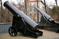 Two old artillery cannons Royalty Free Stock Photo