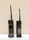Two old black vintage mobile phones Royalty Free Stock Photo