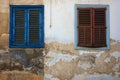 Two old blue windows