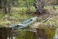 Two old boat on the river bank. Vilage Royalty Free Stock Photo