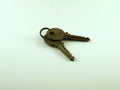 Two Old Brass Keys on a Small Ring Royalty Free Stock Photo