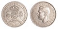 Two old british shillings coin Royalty Free Stock Photo