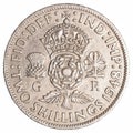 Two old british shillings coin Royalty Free Stock Photo