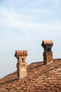 Old chimneys on the roof Royalty Free Stock Photo