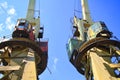 Two old cranes in the dockyard