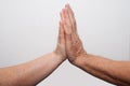 Two old hands pray Royalty Free Stock Photo