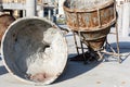 Two old huge rusty concrete mixers Royalty Free Stock Photo