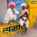 Two old Indian man with colorful turban