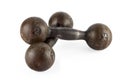 Two old iron dumbbells Royalty Free Stock Photo