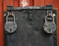 Two old iron padlocks Royalty Free Stock Photo