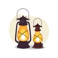 Two old lantern vector illustration