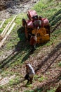 two old man working with a tractor Royalty Free Stock Photo