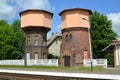 Two old railway water towers. City Gusev, Kaliningrad region