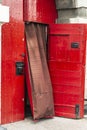 Two old red castle doors Royalty Free Stock Photo