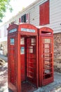 Two Old Red Phone Booths Royalty Free Stock Photo