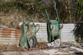 Old wheelbarrows in an allotment Royalty Free Stock Photo