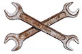 Two Old rusty wrenches, isolated Royalty Free Stock Photo