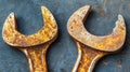 Two old rusty wrenches Royalty Free Stock Photo