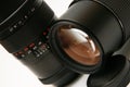 Two old telephoto lens (detail) Royalty Free Stock Photo