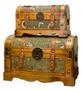 Two old trunks isolated on white background Royalty Free Stock Photo