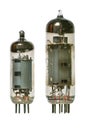 Two old vacuum radio tubes front view. Royalty Free Stock Photo